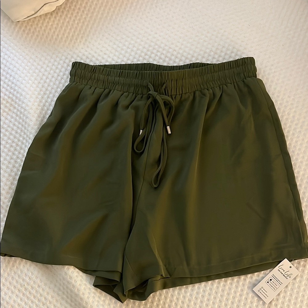Olive Green Cover Up Shorts